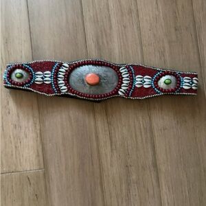Peruvian Connection Beaded Shell Belt Size L Boho Artisan Statement